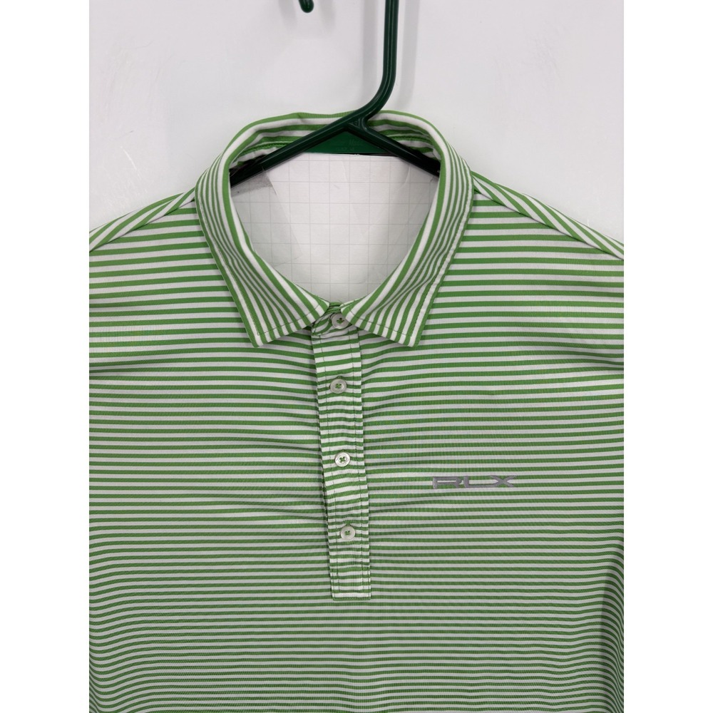 LOT (2) - RLX Ralph Lauren Men's Striped Short Sleeve Golf Polo Shirts, Medium - Picture 5 of 9